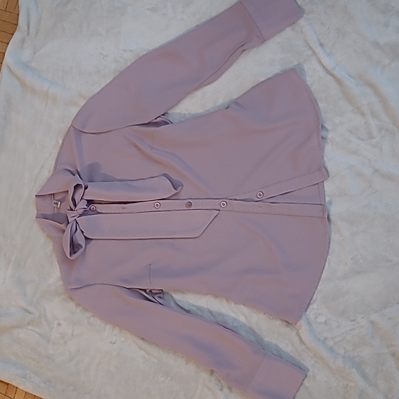 Muted Pink Pussy Bow Blouse - Picture 1 of 3